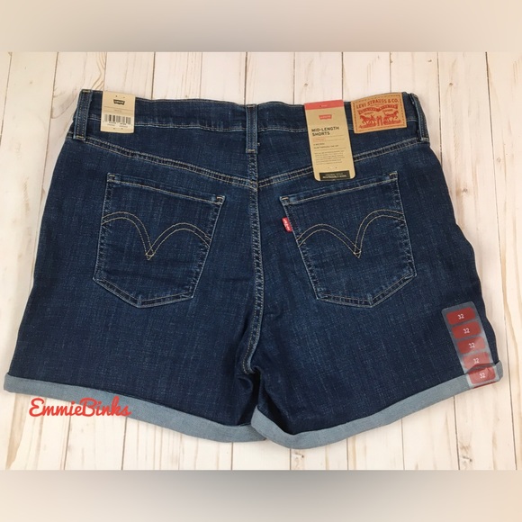 Levi's Shorts Nwt Levis Mid Length Hypersoft Blue Jean Denim Shorts